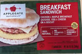 Applegate Naturals Breakfast Sandwich Chicken & Maple Breakfast Sausage, Egg & Cheese On A Biscuit