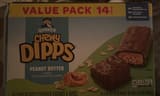 Quaker Chocolatey covered dipps granola bars, peanut butter