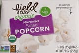 Field Day Organic Microwave Salted Popcorn