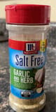 Mccormick Salt free garlic and herb seasoning