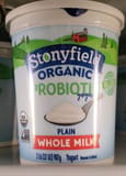 Stonyfield Organic Plain Whole Milk Probiotic Yogurt