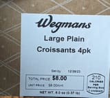 Wegmans Large Plain Croissants 4pk