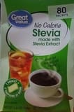 Great Value No Calorie Stevia made with Stevia Extract
