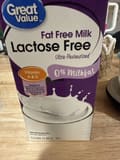 Great Value Fat Free Milk Lactose Free Ultra-Pasteurized