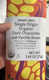 Trader Joe's Single Origin Organic Dark Chocolate with Vanilla Bean