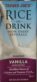 Trader joe's, unsweetened non-dairy beverage rice drink, vanilla