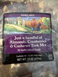 Trader Joe's Just a handful of Almonds, Cranberries & Cashews Trek Mix