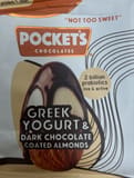 Pocket's Chocolates Greek Yogurt. & dark chocolate coated almonds
