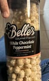 Belle’s White chocolate peppermint, gourmet popcorn