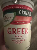 Simply Nature Greek Plain Grade A Whole Milk Yogurt