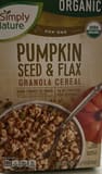 Simply Nature Pumpkin seed and flax granola cereal